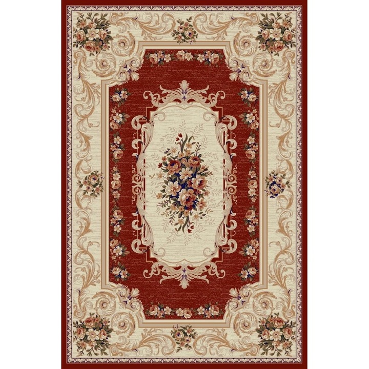 Covor Clasic cu Model Floral pentru Living – Lotos 535 - Grena, 300x400