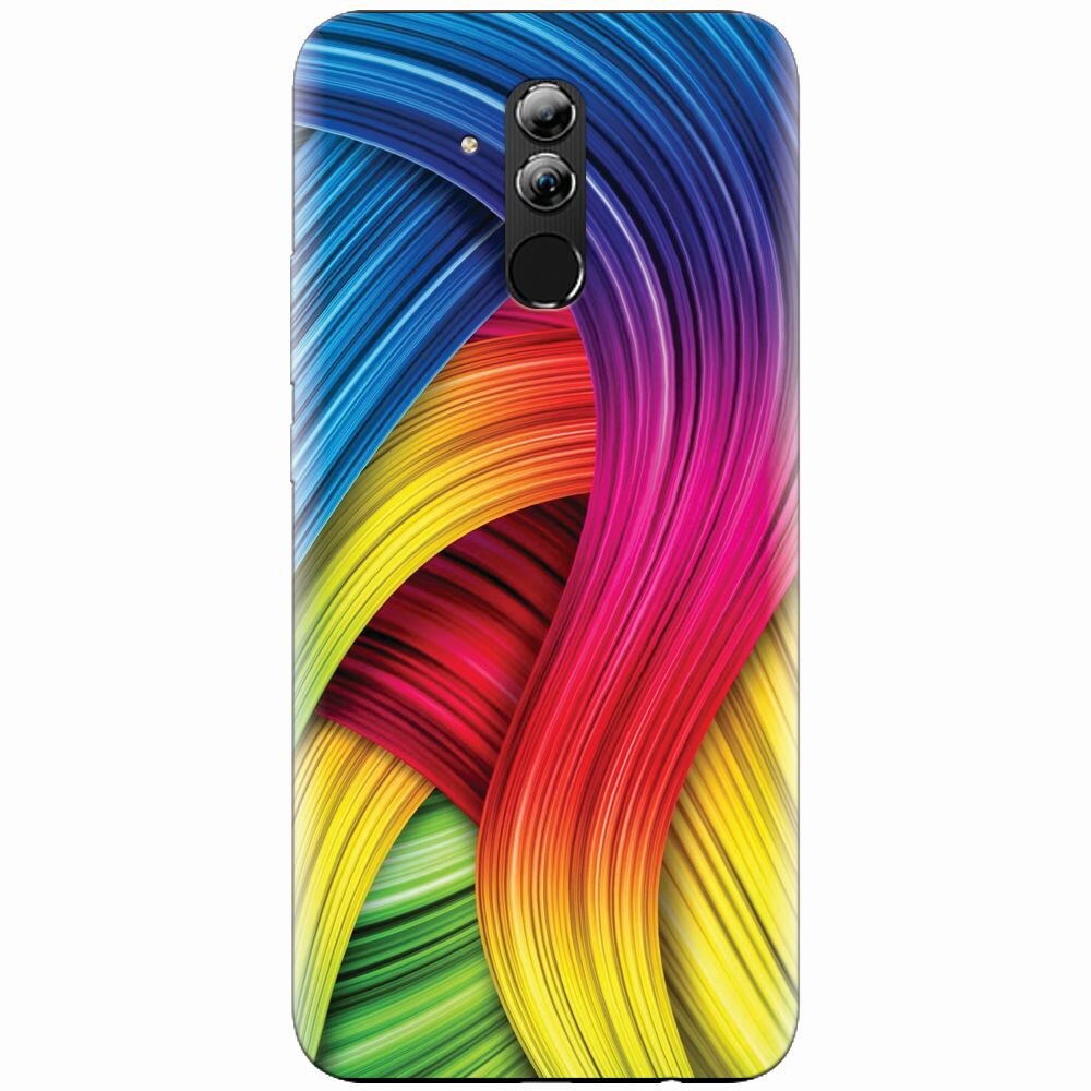 Husa silicon pentru Huawei Mate 20 Lite, Curly Colorful Rainbow Lines Illustration