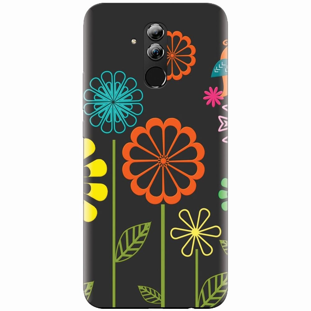 Husa silicon pentru Huawei Mate 20 Lite, Colorful Spring Birds Flowers Vectors