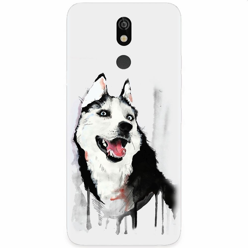 Husa silicon pentru LG K40, Husky Dog Watercolor Illustration