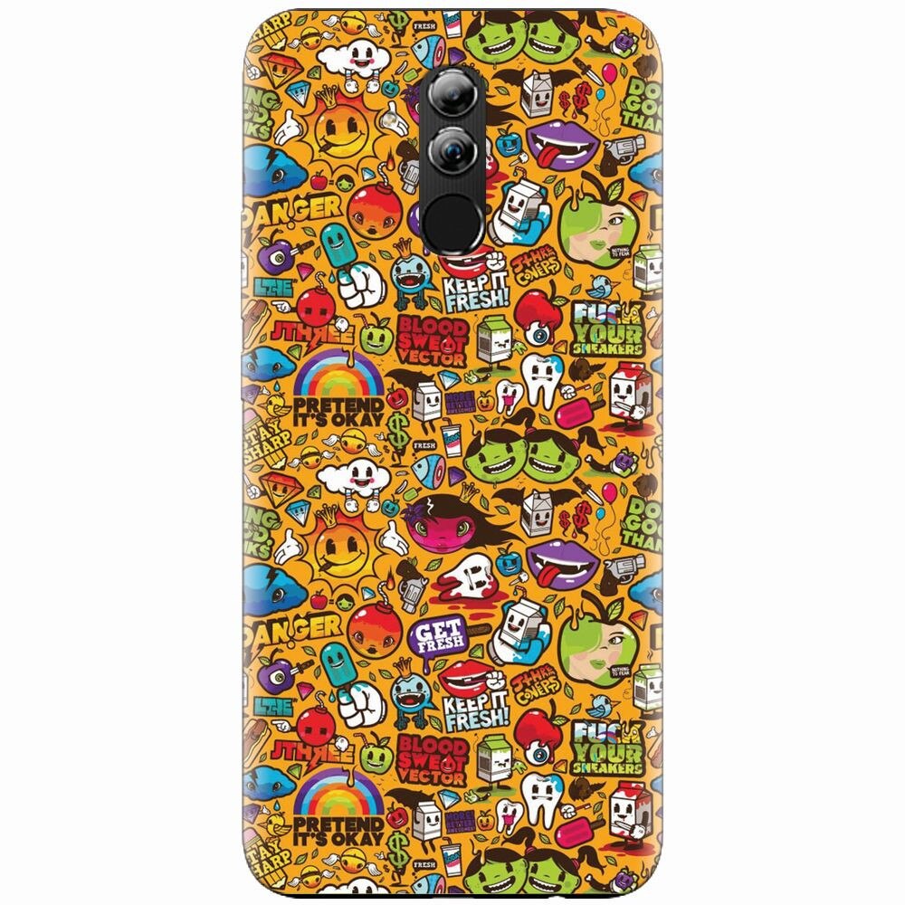 Husa silicon pentru Huawei Mate 20 Lite, Colorful Sticker Illustrations