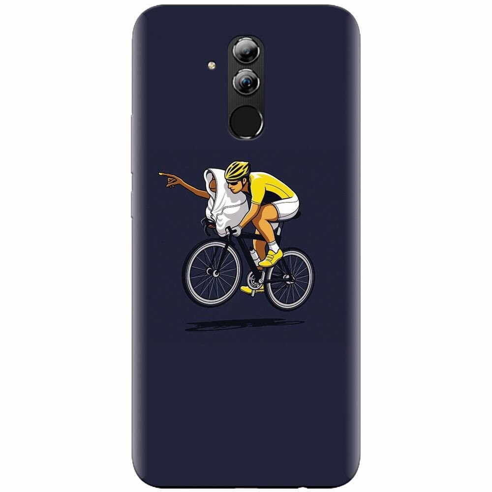 Husa silicon pentru Huawei Mate 20 Lite, ET Riding Bike Funny Illustration