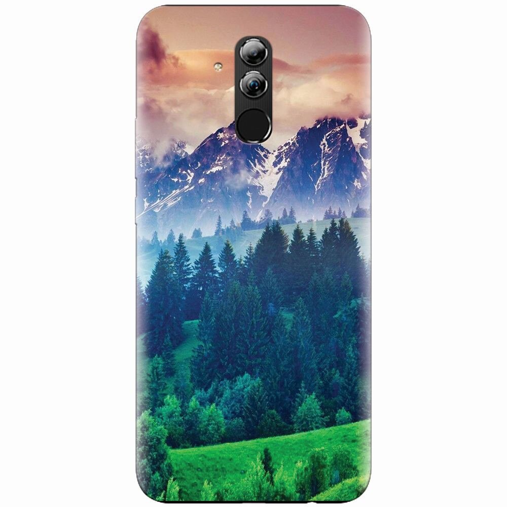 Husa silicon pentru Huawei Mate 20 Lite, Forest Hills Snowy Mountains And Sunset Clouds