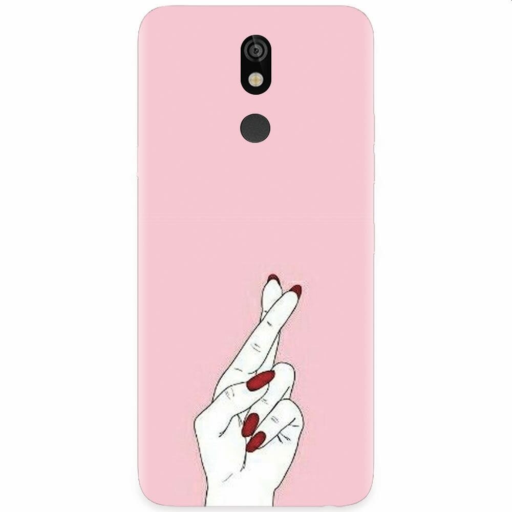 Husa silicon pentru LG K40, Pink Finger Cross