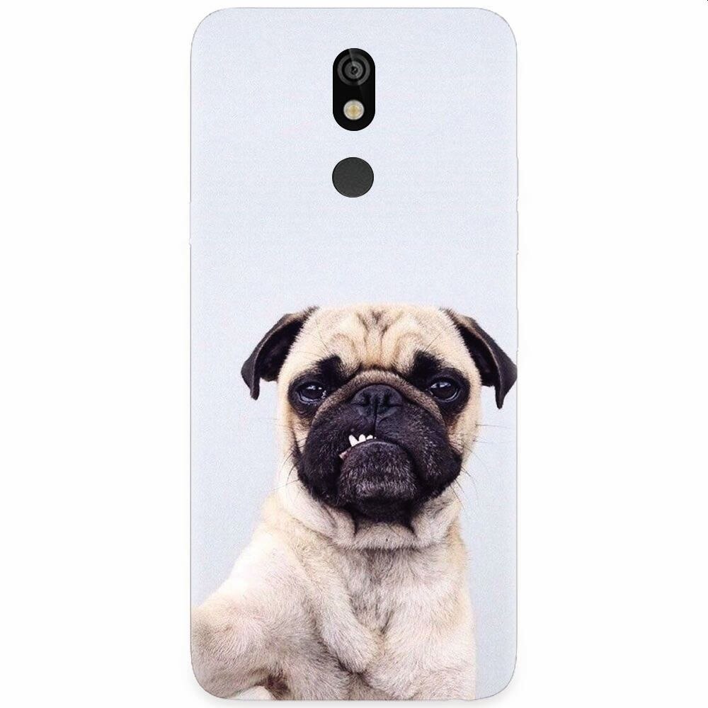 Husa silicon pentru LG K40, Simple Pug Selfie