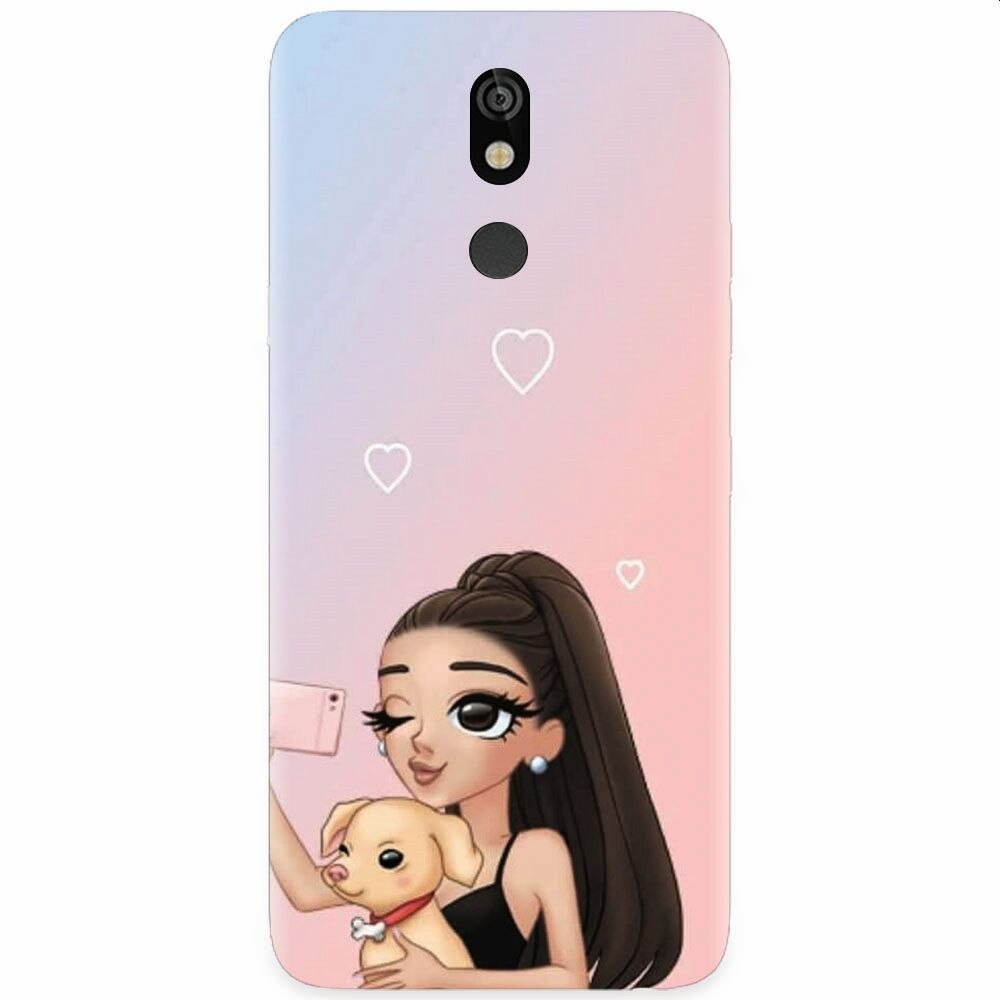 Husa silicon pentru LG K40, Selfie With Sweet Dog