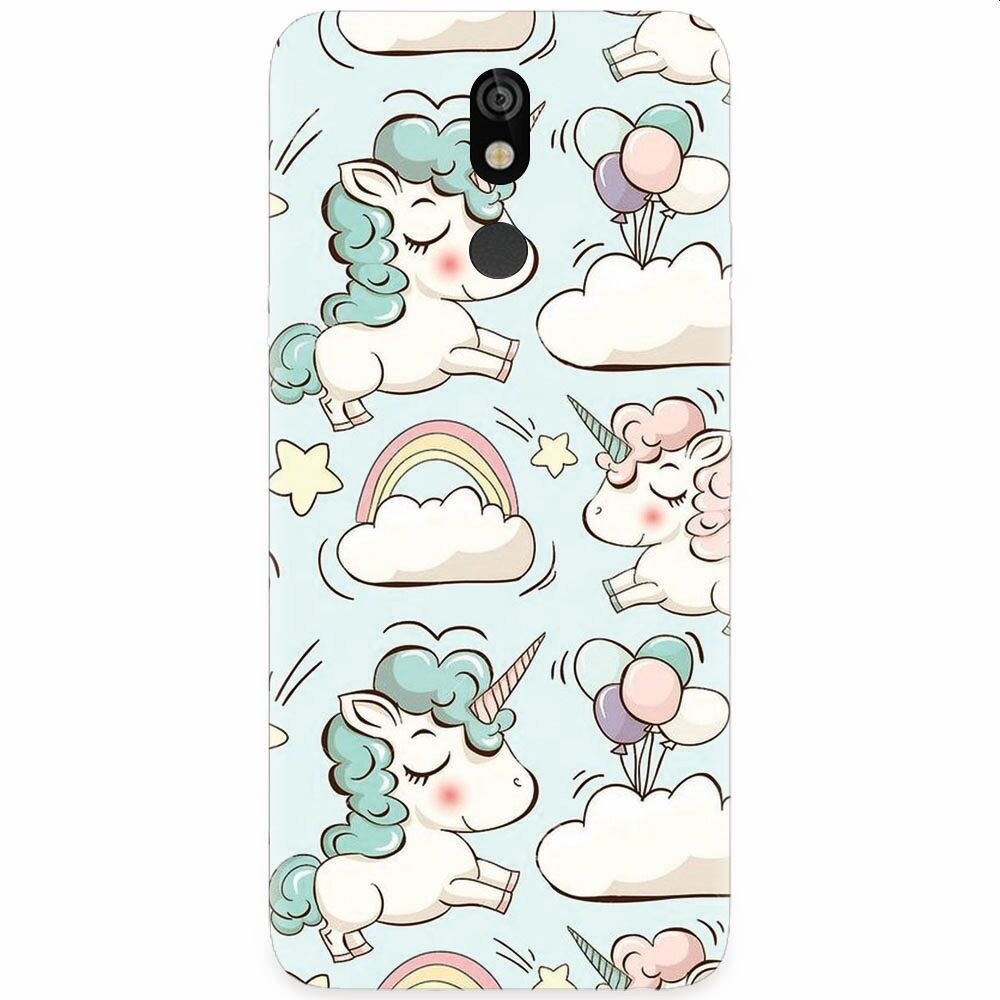 Husa silicon pentru LG K40, Unicorns And Clouds
