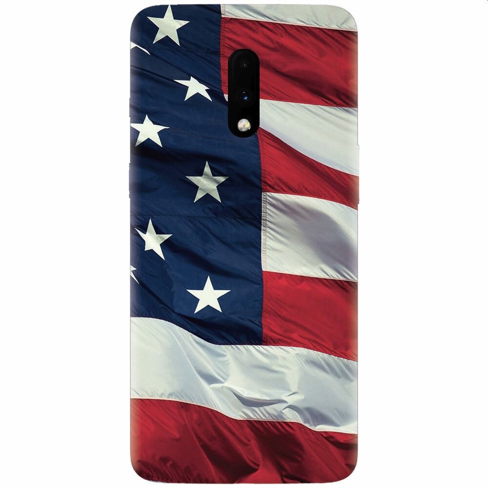 Husa silicon pentru OnePlus 7, American Flag Illustration