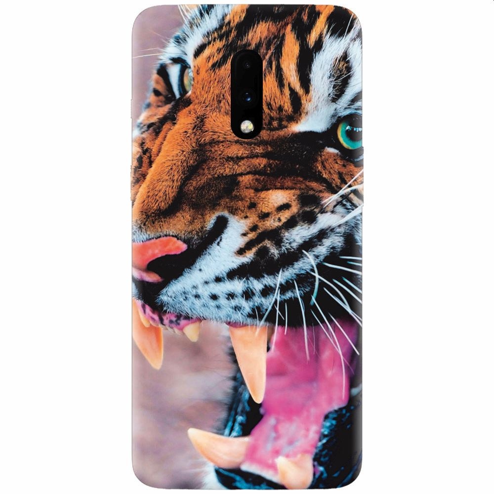 Husa silicon pentru OnePlus 7, Angry Tiger Teeth Fresh