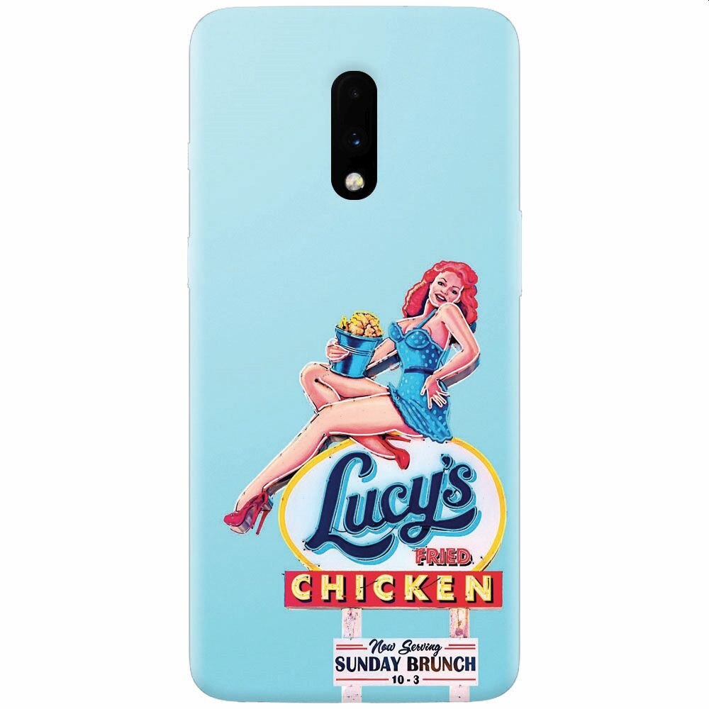 Husa silicon pentru OnePlus 7, American Vintage Restaurant Sign