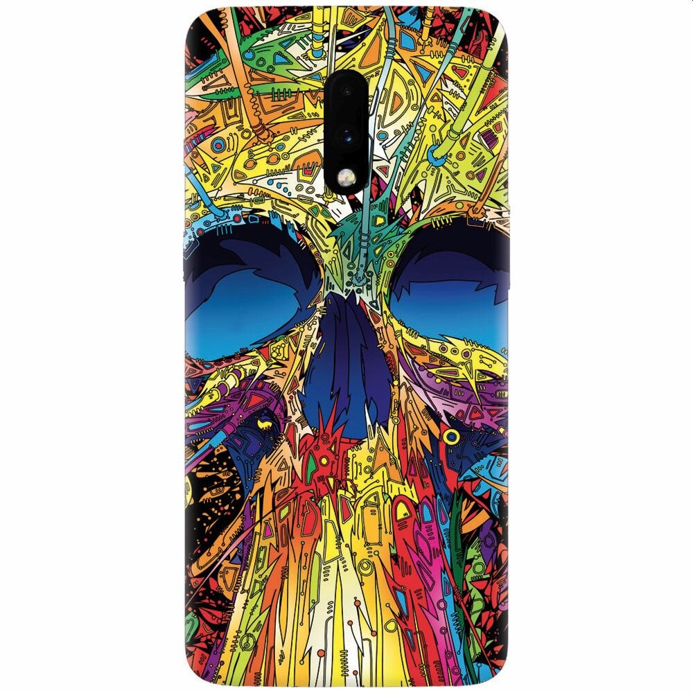 Husa silicon pentru OnePlus 7, Abstract Multicolored Skull