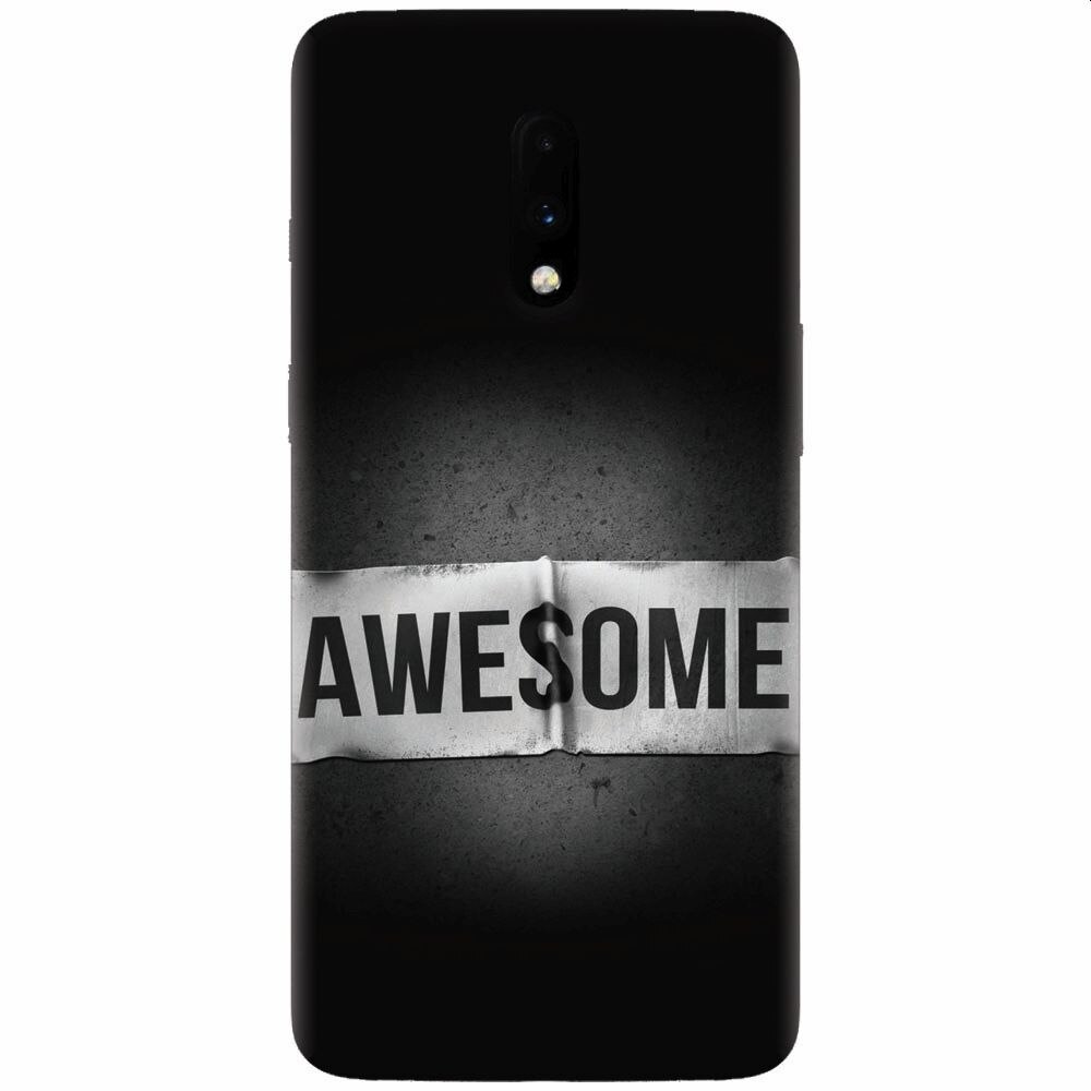 Husa silicon pentru OnePlus 7, Awesome Label Dark