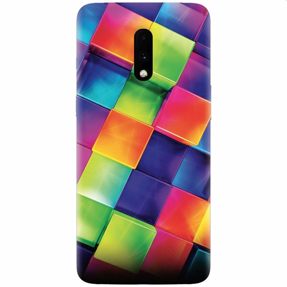 Husa silicon pentru OnePlus 7, 3D Geometric Colorful