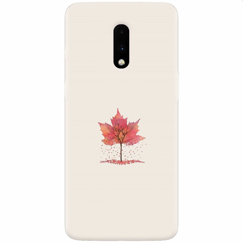 Husa silicon pentru OnePlus 7, Autumn Tree Leaf Shape Illustration