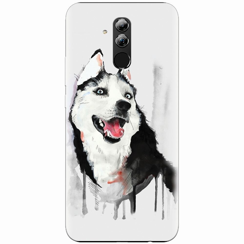 Husa silicon pentru Huawei Mate 20 Lite, Husky Dog Watercolor Illustration