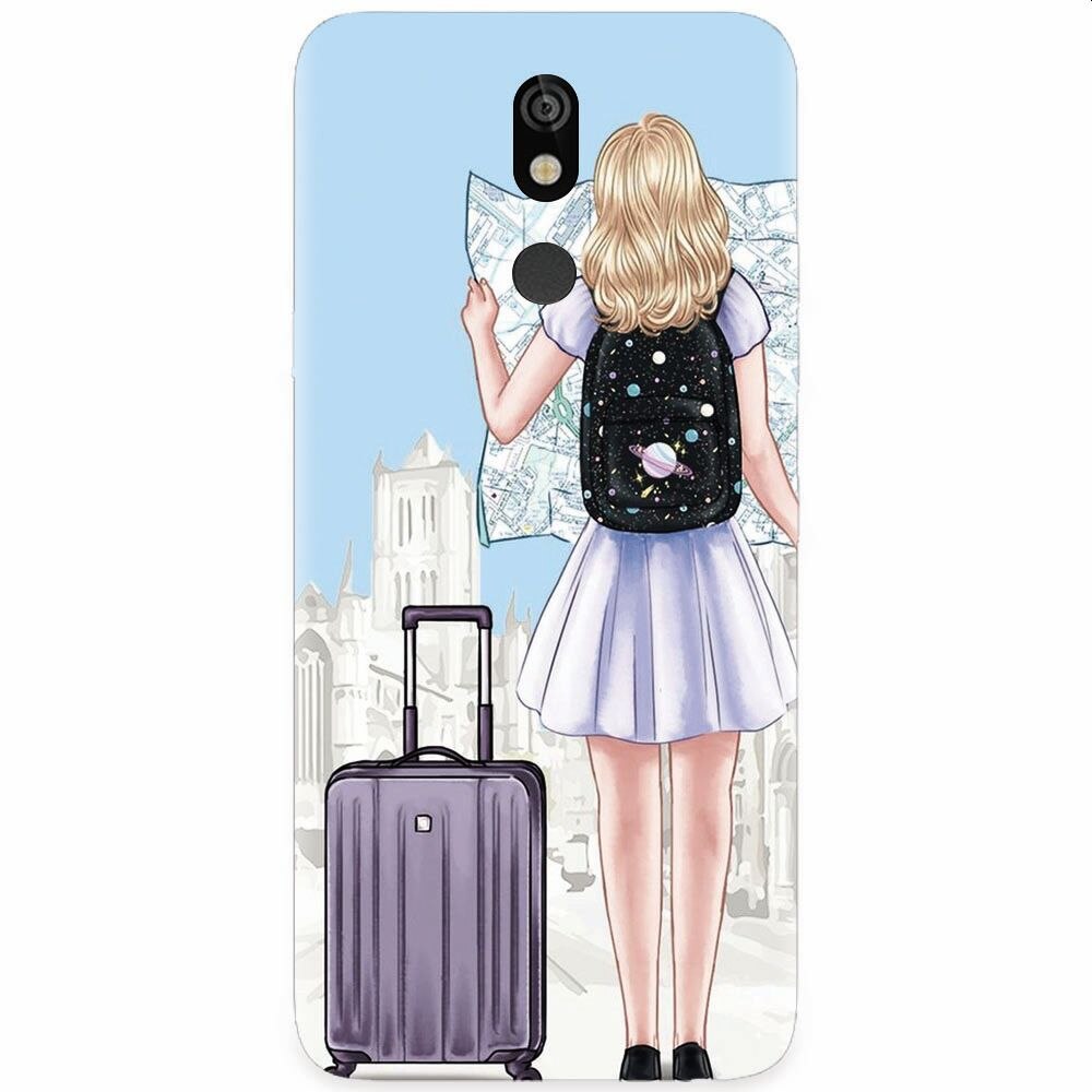 Husa silicon pentru LG K40, Travel Girl Searching On Map