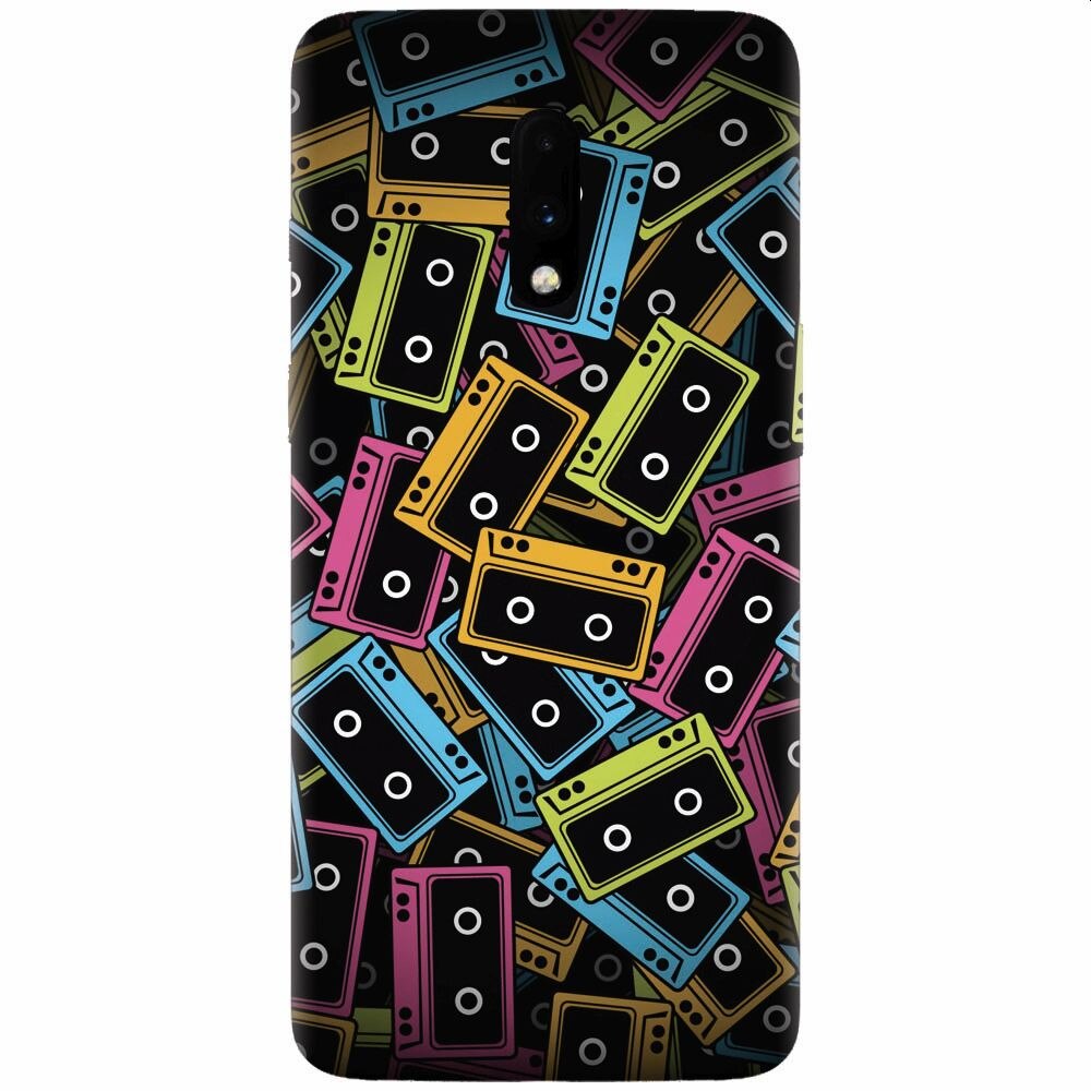 Husa silicon pentru OnePlus 7, Audio Cassette Color Vector