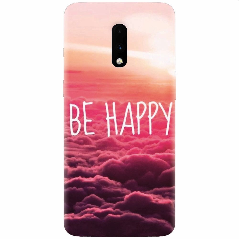 Husa silicon pentru OnePlus 7, Be Happy Puffy Clouds