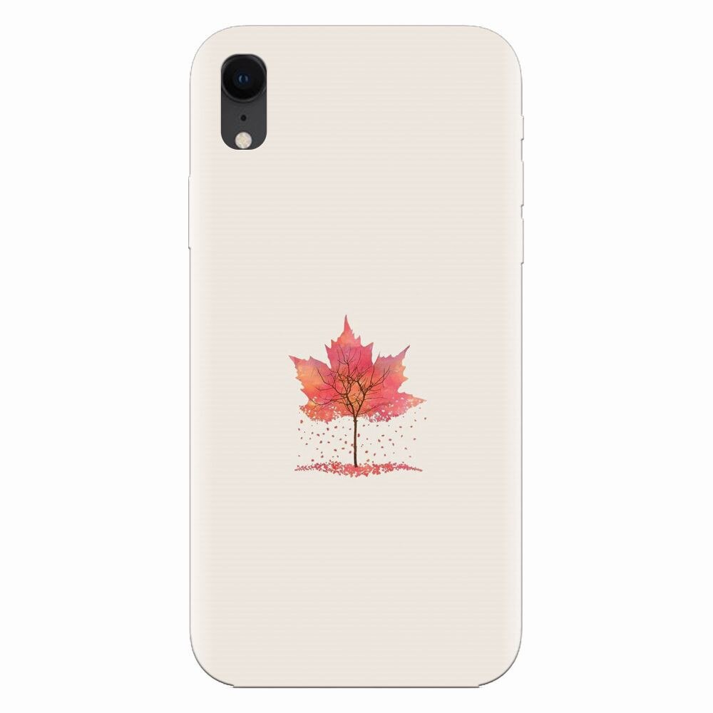 Husa silicon pentru Apple Iphone XR, Autumn Tree Leaf Shape Illustration