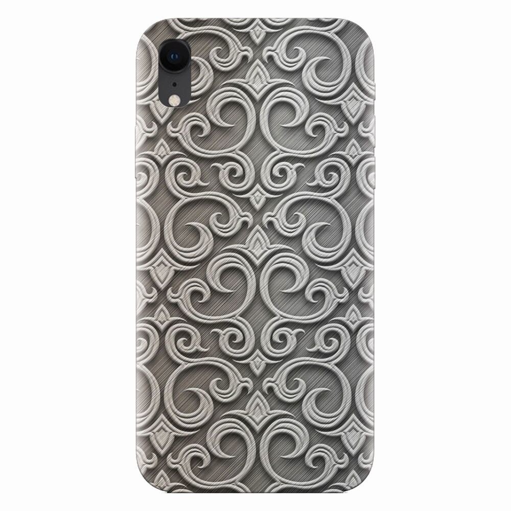 Husa silicon pentru Apple Iphone XR, Baroque Silver Pattern