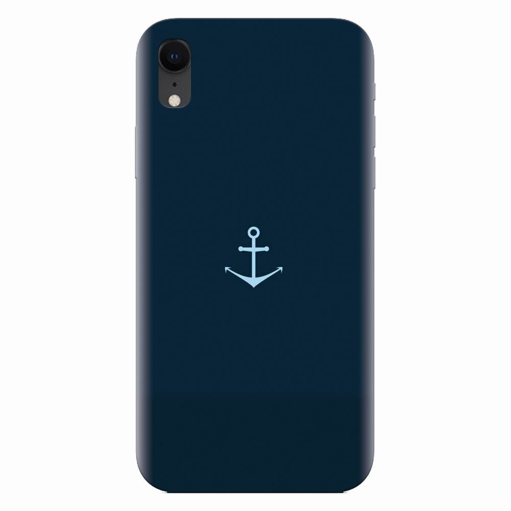 Husa silicon pentru Apple Iphone XR, Blue Navy Anchor Illustration Flat