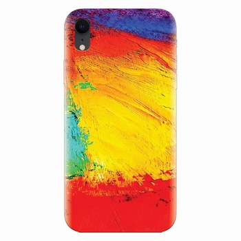 Husa silicon pentru Apple Iphone XR, Colorful Dry Paint Strokes Texture Husa silicon pentru Apple Iphone XR, Colorful Dry Paint Strokes Texture
