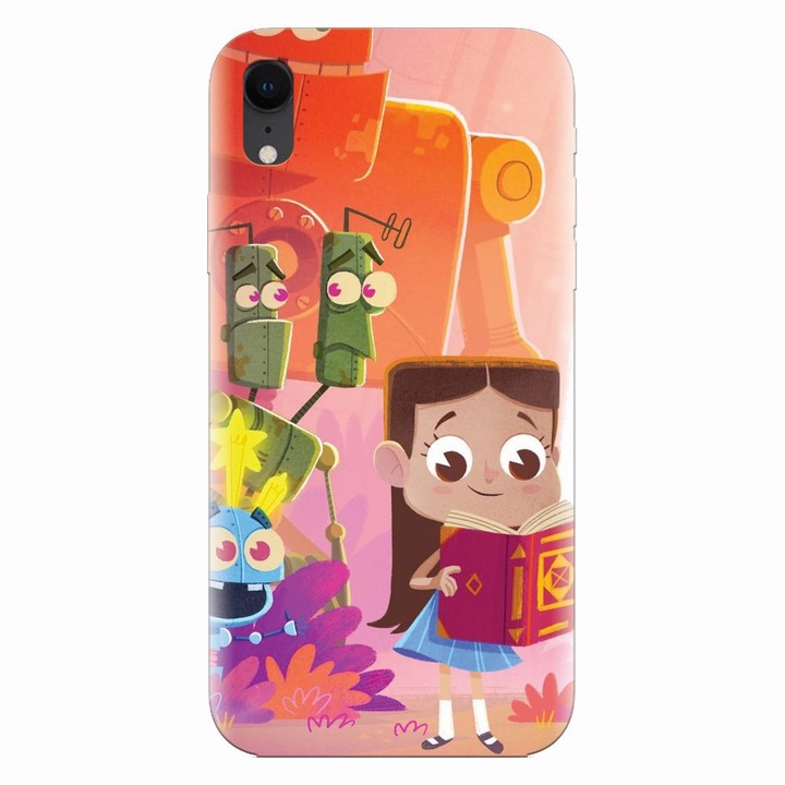 Силиконов калъф за Apple Iphone XR, Деца Деца Роботи Илюстрация Цветен К