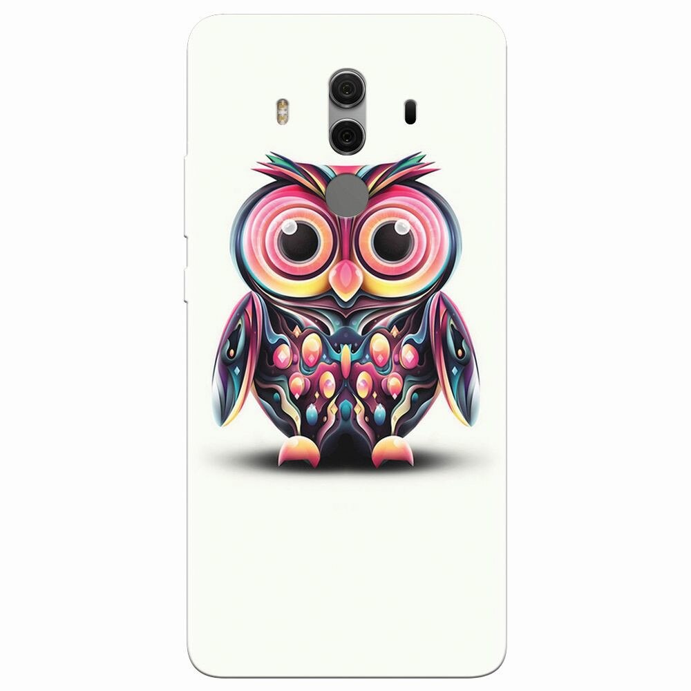 Husa silicon pentru Huawei Mate 10 Pro, Colorful Owl Illustration