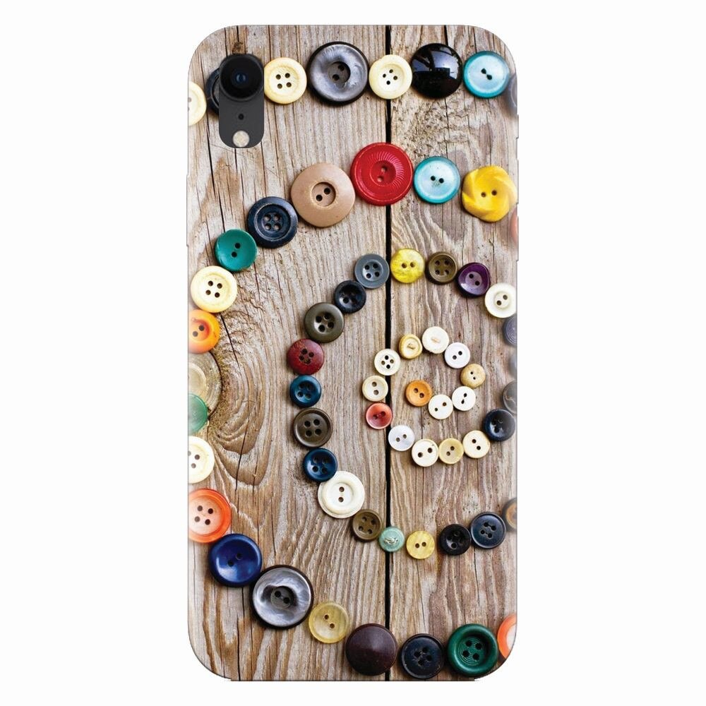 Husa silicon pentru Apple Iphone XR, Colorful Buttons Spiral Wood Deck