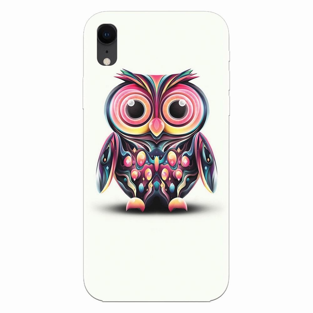 Husa silicon pentru Apple Iphone XR, Colorful Owl Illustration