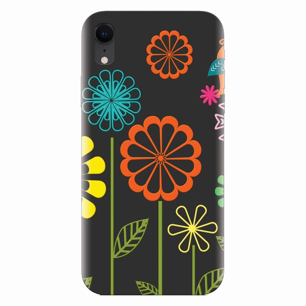 Husa silicon pentru Apple Iphone XR, Colorful Spring Birds Flowers Vectors
