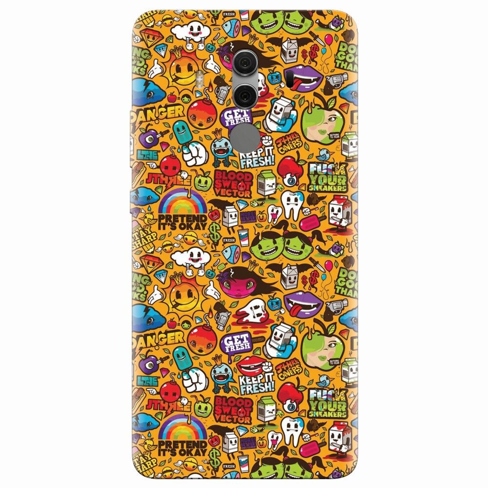 Husa silicon pentru Huawei Mate 10 Pro, Colorful Sticker Illustrations