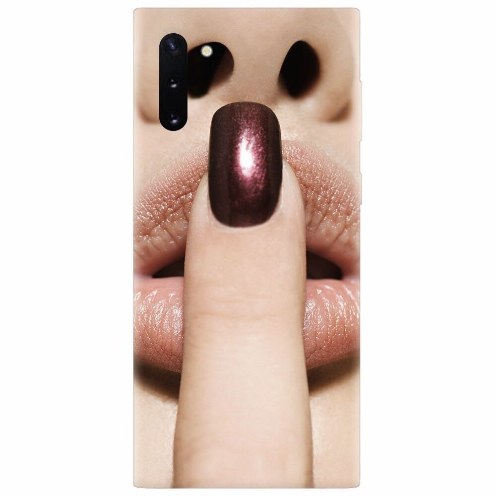 Husa silicon pentru Samsung Galaxy Note 10, Finger Purple Nailpolish Girl Lips
