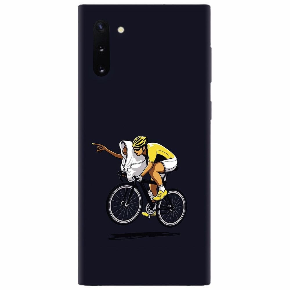 Husa silicon pentru Samsung Galaxy Note 10, ET Riding Bike Funny Illustration