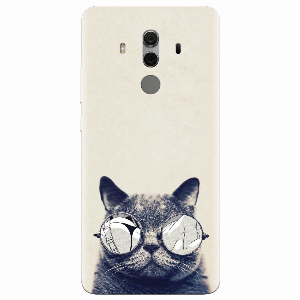 Husa silicon pentru Huawei Mate 10 Pro, Cool Cat Glasses