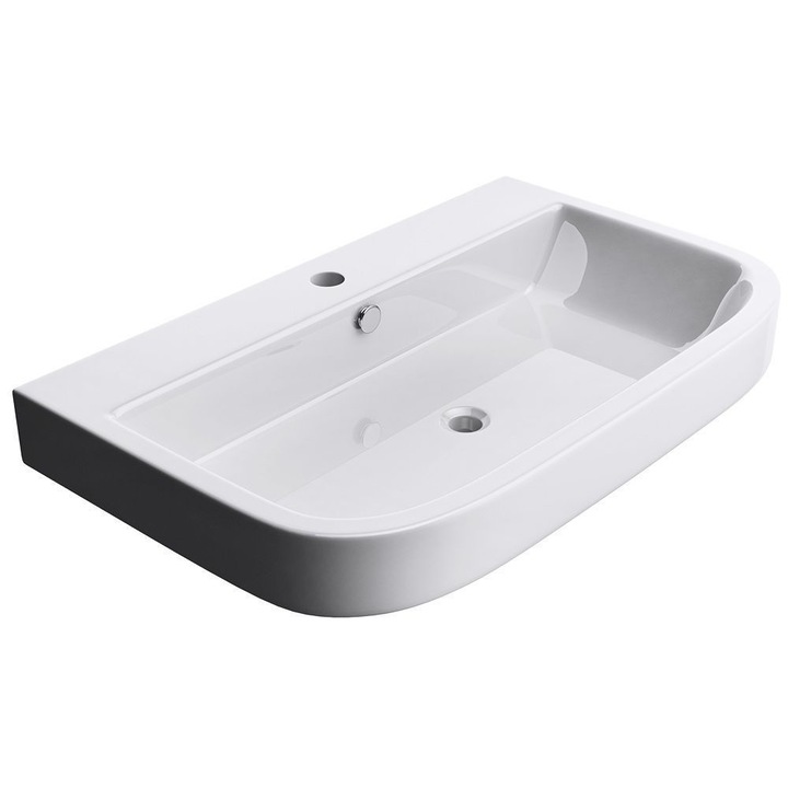 Lavoar EGO-5021, ceramica sanitara, montaj pe blat sau suspendat, 80x48 cm