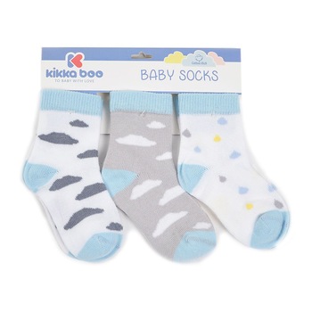 Set 3 perechi de sosete din bumbac 9-12 luni Blue Set 3 perechi de sosete din bumbac 9-12 luni Blue