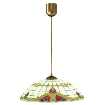 Pendul Hanging din sticla/PVC 1x60W, Lampex, Bej/Rosu Pendul Hanging din sticla/PVC 1x60W, Lampex, Bej/Rosu