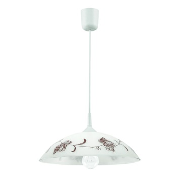 Pendul din sticla/PVC 1x60W, Lampex, Alb/Maro Pendul din sticla/PVC 1x60W, Lampex, Alb/Maro