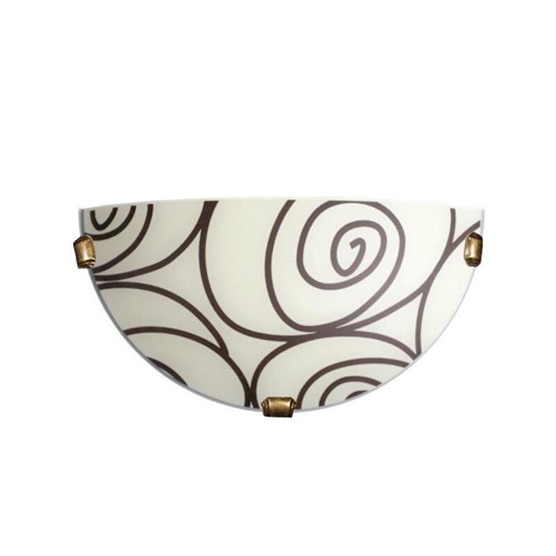 Aplica Lampex Helix K1 din sticla si metal, Alb/Negru