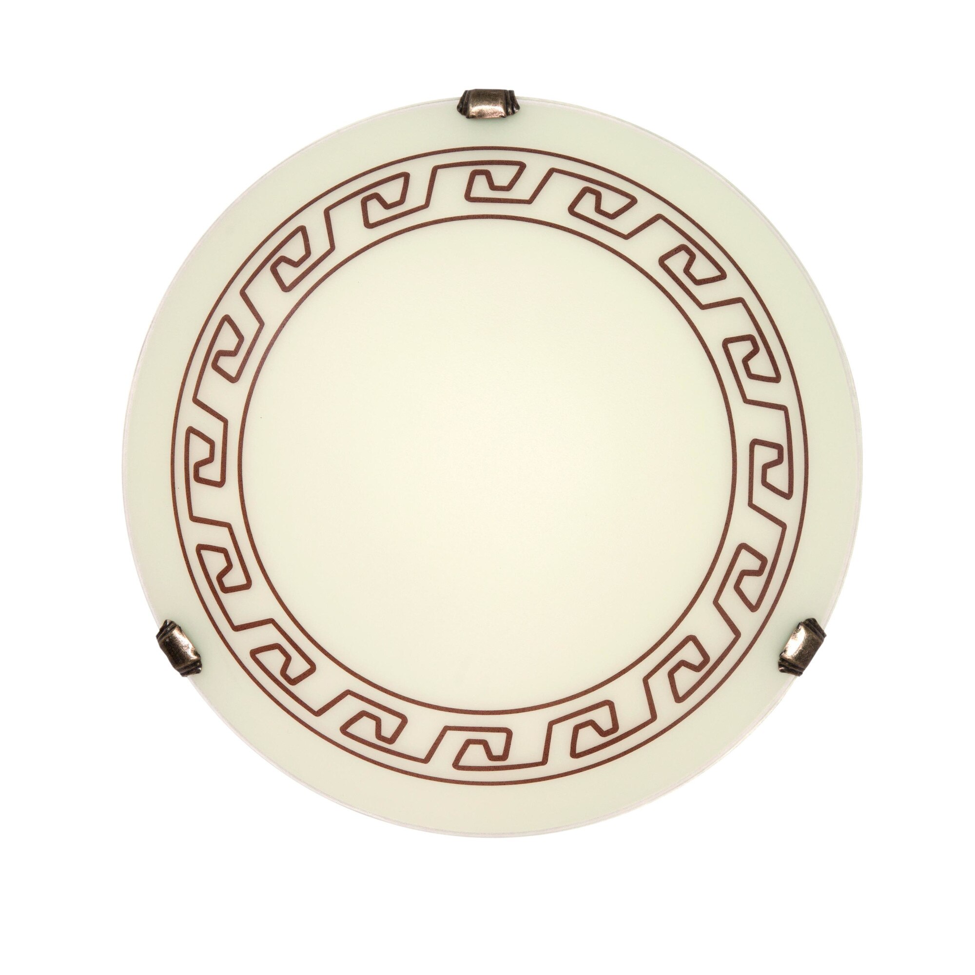 Plafon Lampex P1 Atena din sticla si metal, Bej/Maro