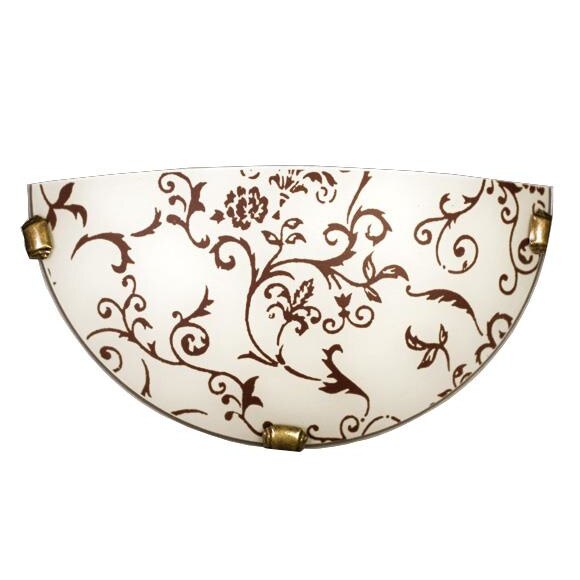 Aplica Lampex Rossa Ecri K1 din sticla si metal, Ecru/Maro