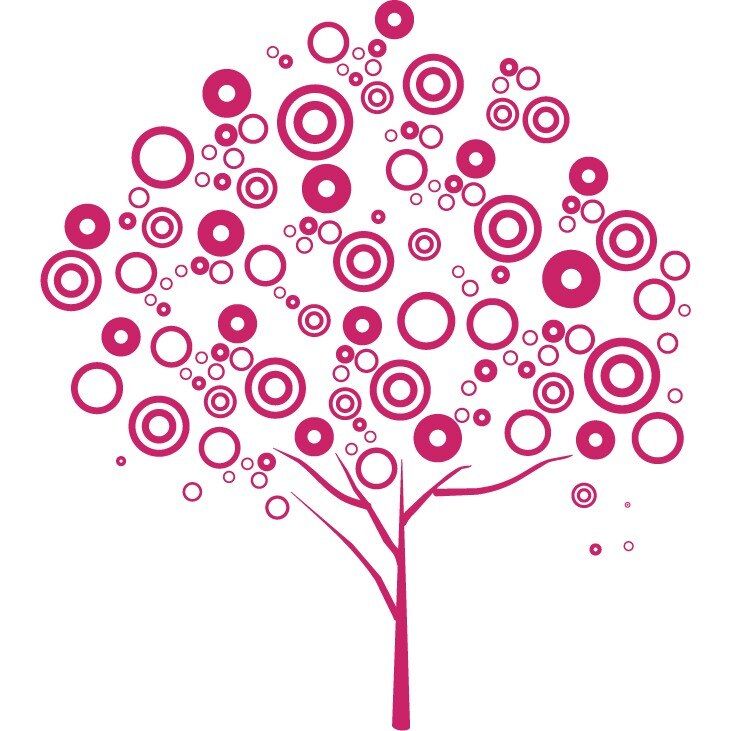 Bubble Tree - Sticker Decorativ - Magenta - 110 x 122 cm