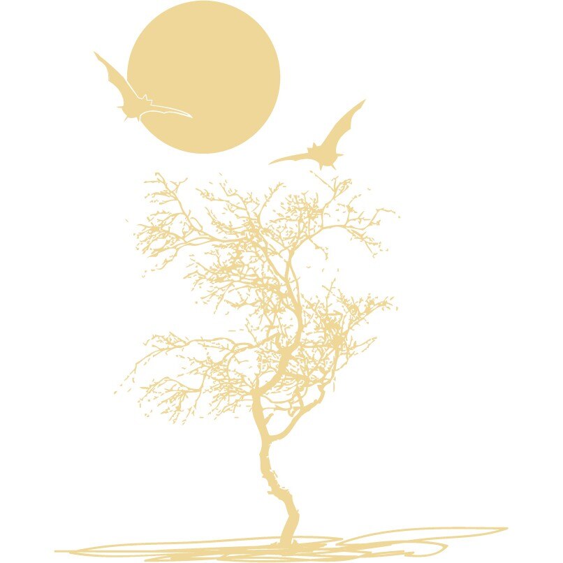 Luna si liliac - Sticker Decorativ - Bej - 110 x 137 cm