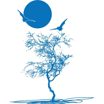 Luna si liliac - Sticker Decorativ - Albastru - 110 x 137 cm Luna si liliac - Sticker Decorativ - Albastru - 110 x 137 cm