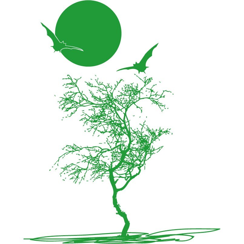 Luna si liliac - Sticker Decorativ - Verde - 110 x 137 cm