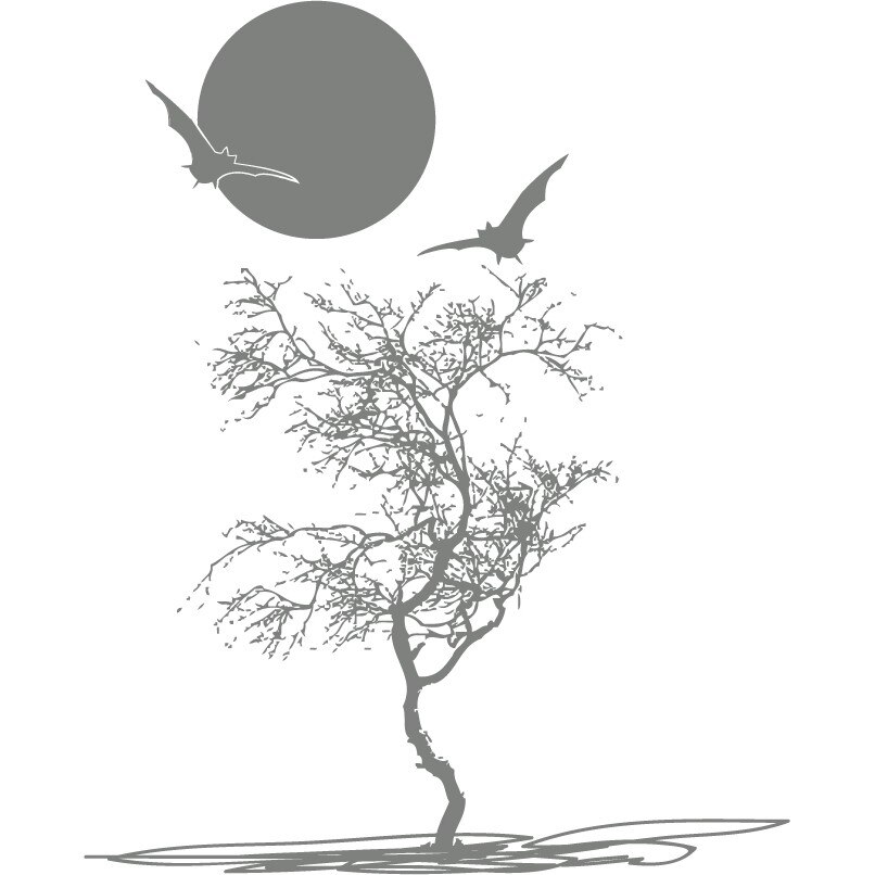 Luna si liliac - Sticker Decorativ - Gri Metal - 110 x 137 cm