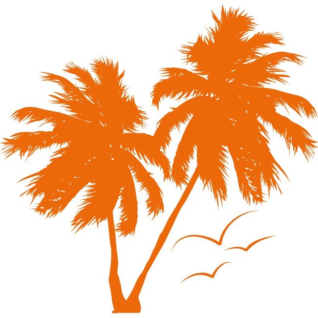 Palm Tree - Sticker Decorativ - Portocaliu - 110 x 107 cm