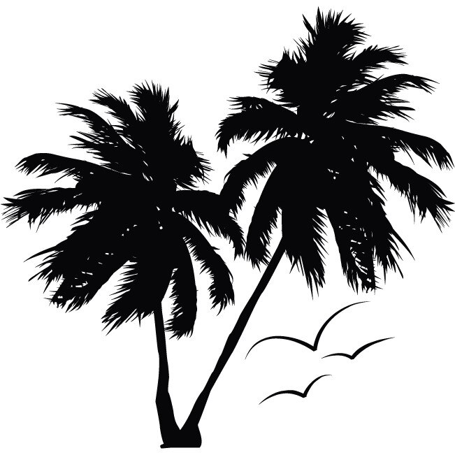 Palm Tree - Sticker Decorativ - Negru - 110 x 107 cm