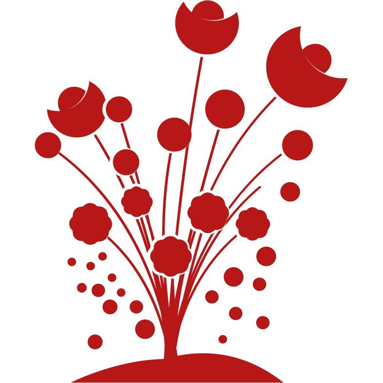 Buchet Lalele - Sticker Decorativ - Rosu Cardinal - 110 x 90 cm